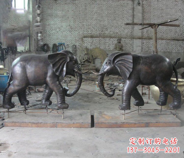金华铜雕园林动物大象雕塑 (2)