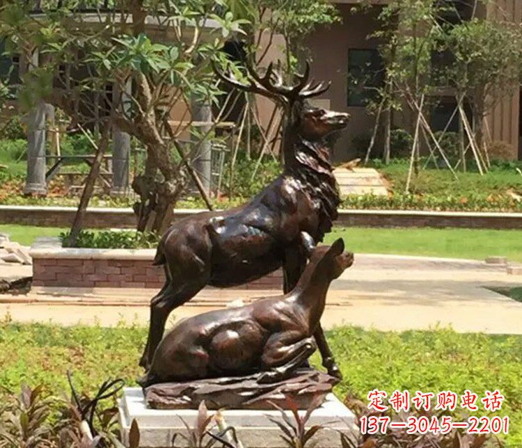 金华铜雕园林梅花鹿雕塑摆件