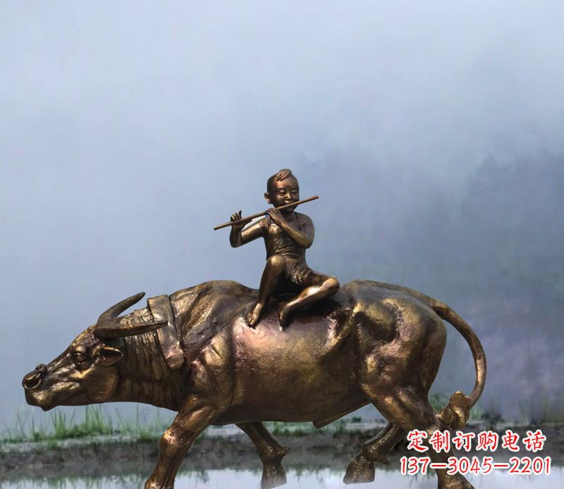 金华铜雕园林牧童骑牛