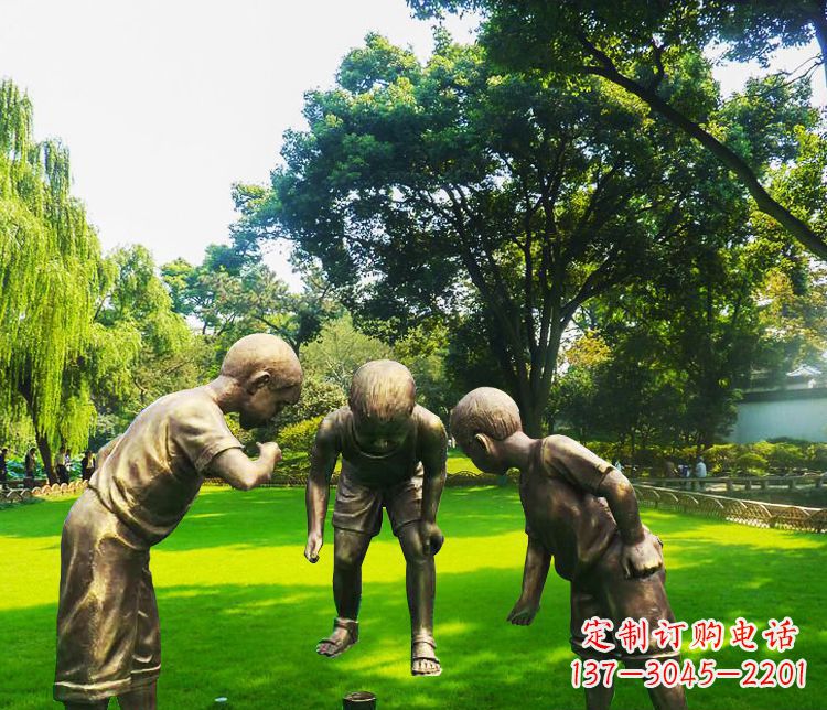 金华铜雕园林玩陀螺儿童雕塑