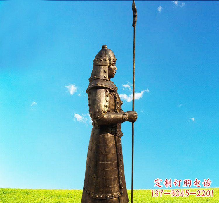 金华铜雕战士站岗古代人物雕塑