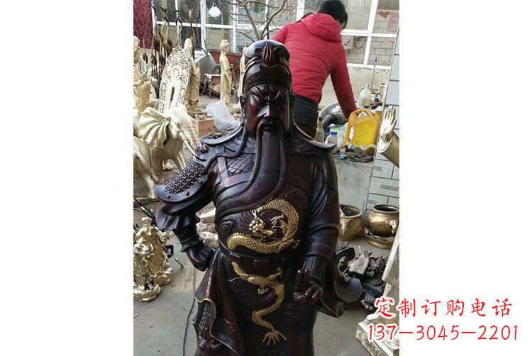 金华铜雕镇宅关公寺庙神像雕塑摆件 (4)