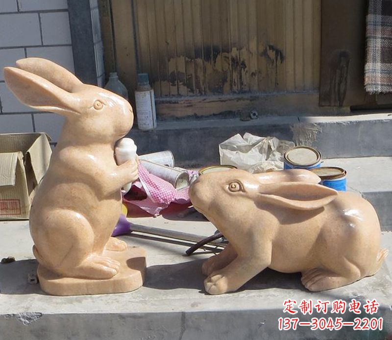 金华兔子石雕公园动物摆件