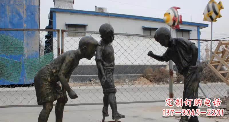 金华玩陀螺人物铜雕
