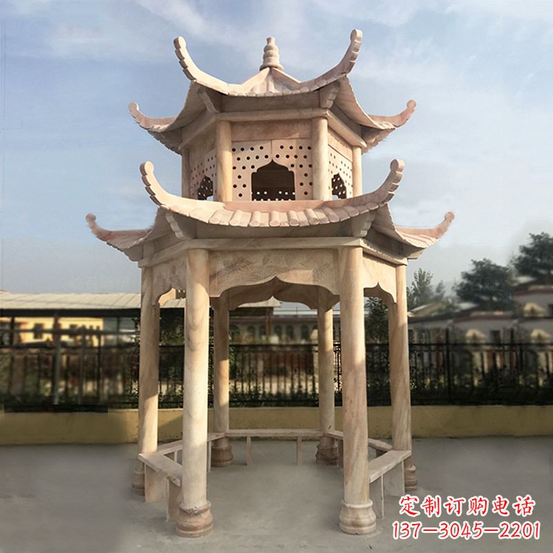 金华晚霞红大理石凉亭雕塑