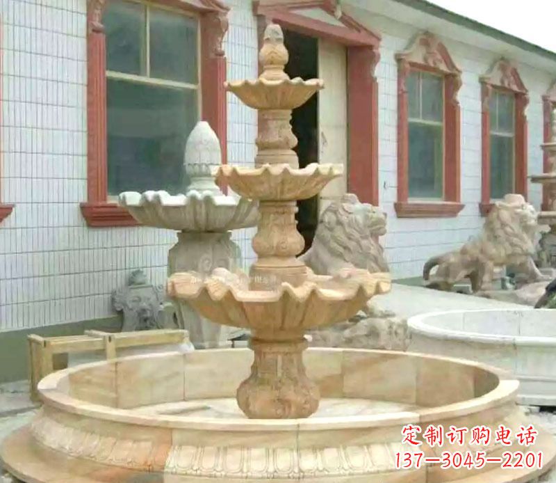 金华晚霞红大型喷泉石雕 (3)