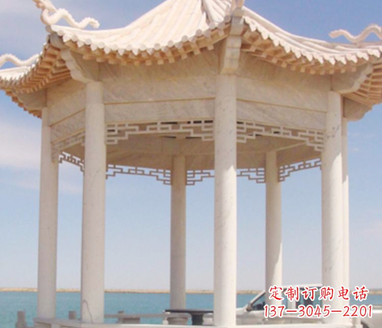 金华晚霞红单层凉亭石雕