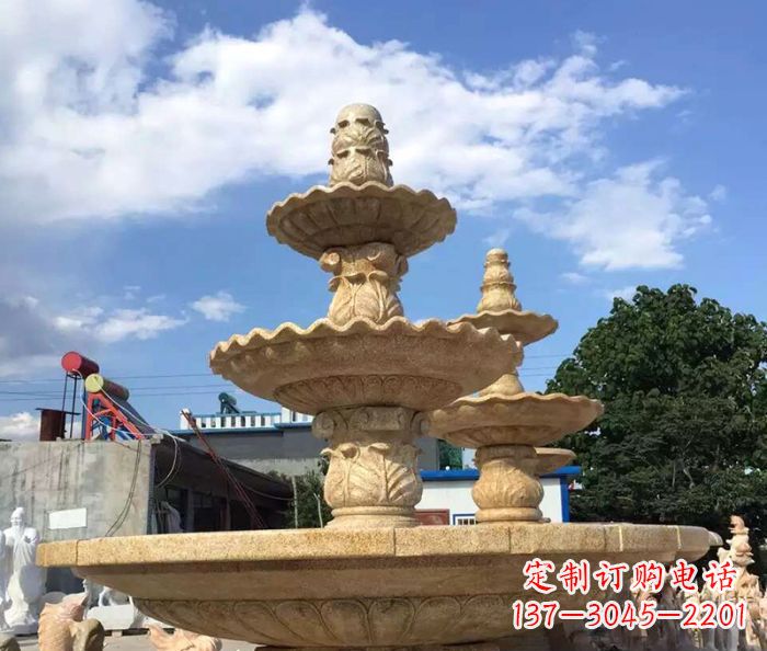 金华晚霞红多层喷泉石雕