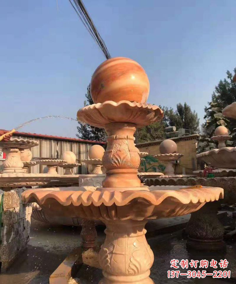 金华晚霞红风水球雕塑别墅庭院景观雕塑