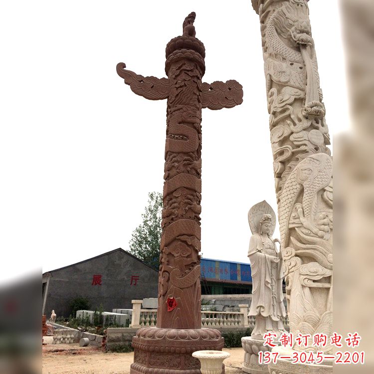 金华晚霞红华表石柱