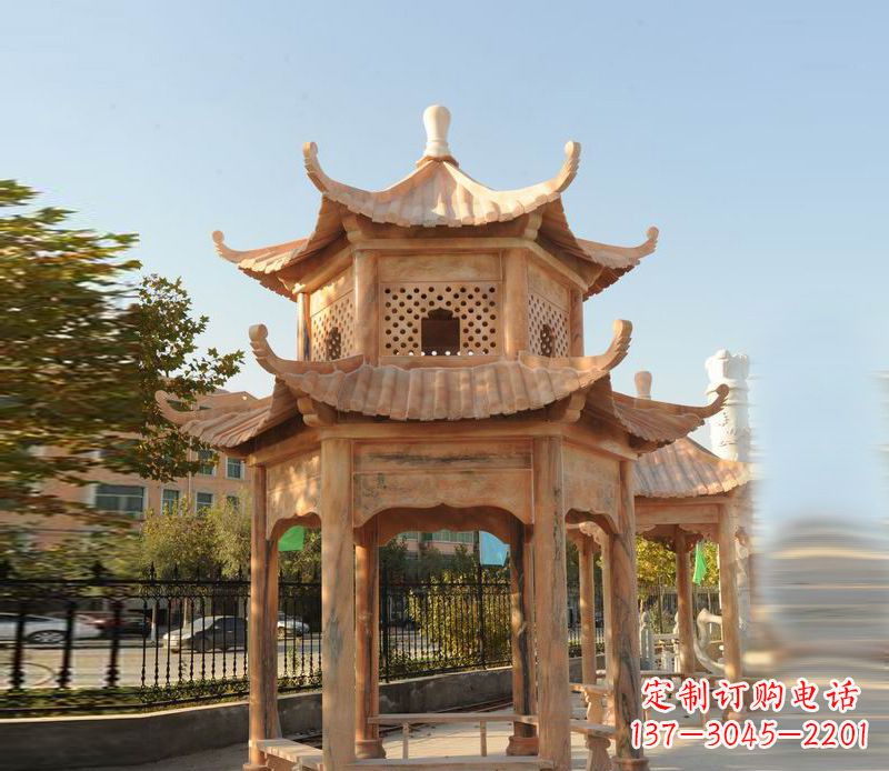 金华晚霞红景区休息凉亭