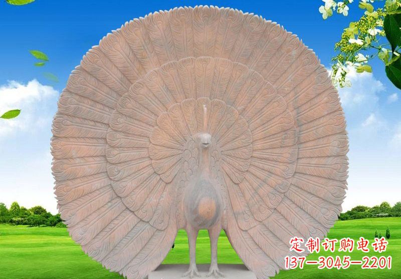 金华晚霞红开屏孔雀雕塑