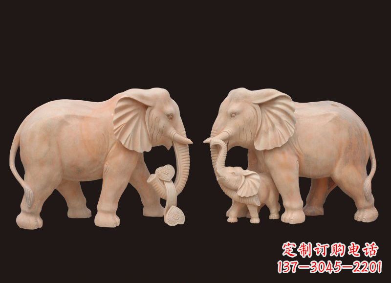 金华晚霞红母子大象雕塑