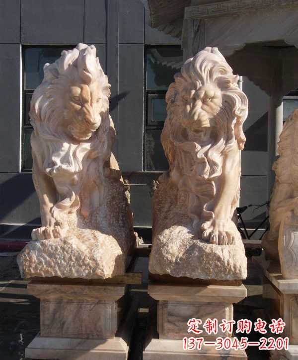 金华晚霞红欧式狮子石雕