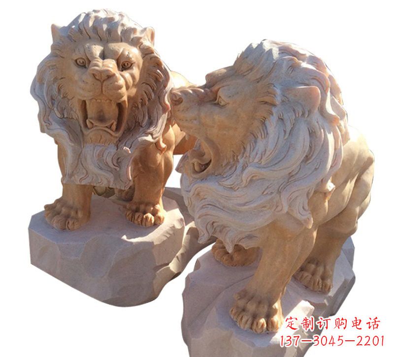 金华晚霞红欧式西洋狮子雕塑
