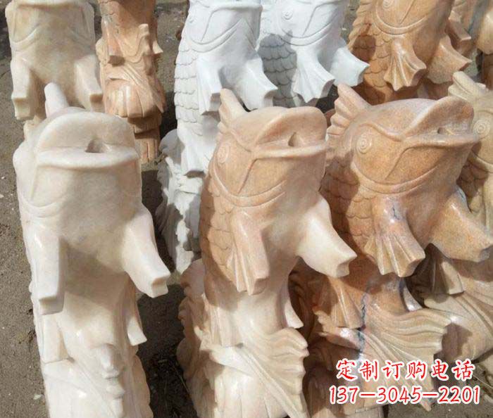 金华晚霞红喷水鲤鱼庭院石雕