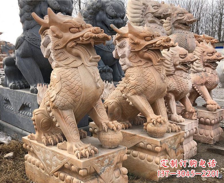 金华晚霞红麒麟石雕 (2)