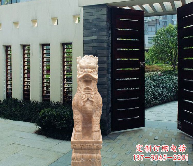 金华晚霞红瑞兽麒麟雕塑