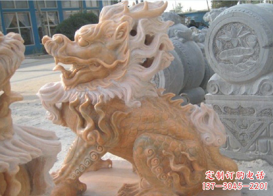 金华晚霞红神兽麒麟雕塑