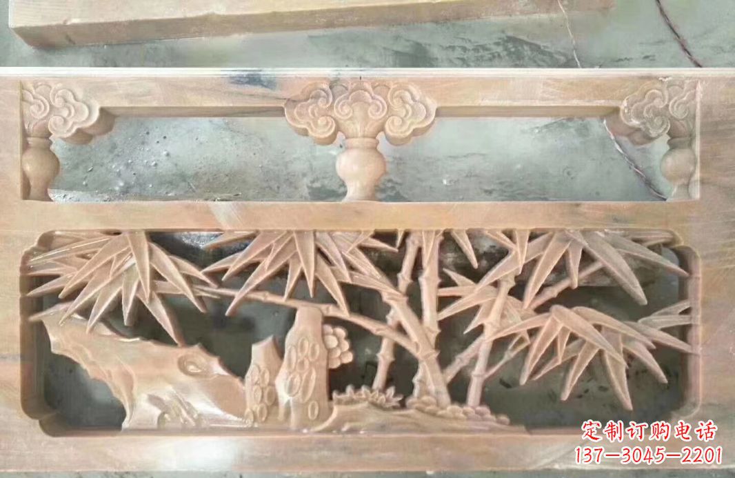 金华晚霞红石浮雕栏板户外摆件园林景观雕塑