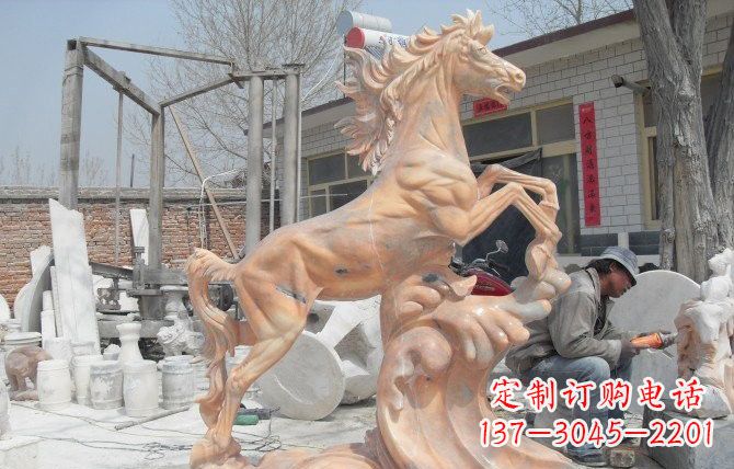 金华晚霞红踏浪奔马石雕222