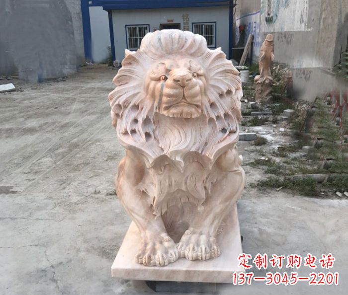 金华晚霞红西洋欧式狮子石雕