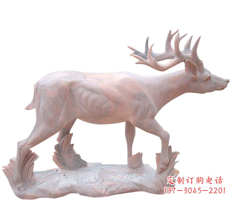 金华晚霞红小鹿石雕