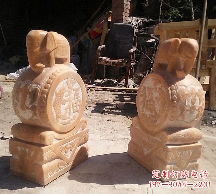 金华晚霞红小象门墩