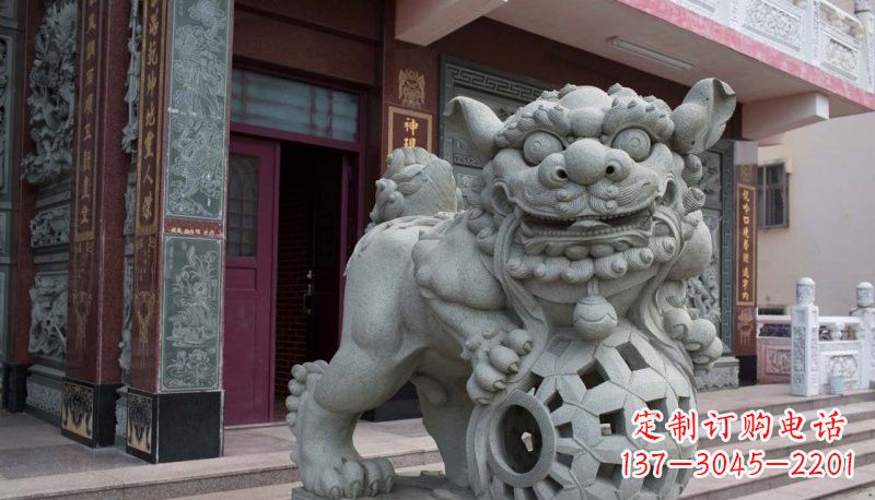 金华网球狮石雕南方狮子雕塑