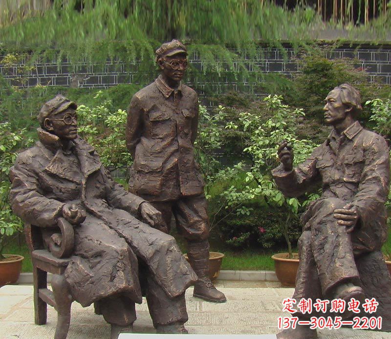 金华伟人毛泽东刘伯承铜雕