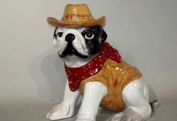 金华任性可爱的牛仔造型斗牛犬雕塑