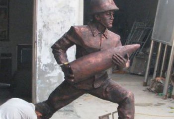 金华铜雕炮弹战士，象征勇气和决心