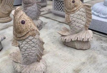 金华花岗岩石雕-鲤鱼雕塑