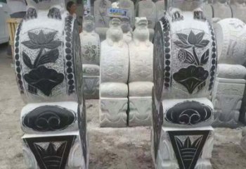 金华中领雕塑推出的青石荷花浮雕门墩雕塑，使用…