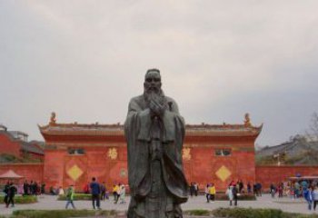 金华传统文化艺术品，青铜孔子行教人物雕塑