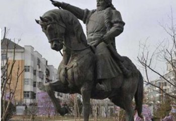 金华精致雕刻成吉思汗青铜骑马