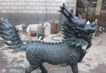 金华青铜雕制神兽麒麟，艺术匠心之至