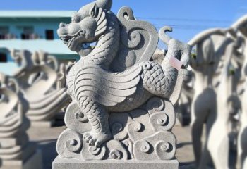 金华造型独特的上古四灵之青龙砂岩石雕塑