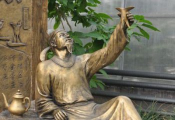金华象征文学大师李白的铜雕像