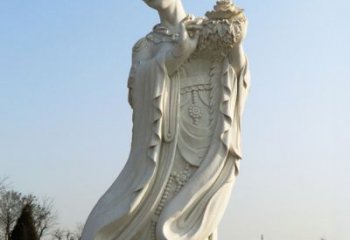 金华古典美女雕塑——十二花神之四月牡丹杨玉环汉白玉