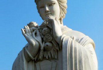 金华石榴之美——十二花神之五月石榴李氏汉白玉古代美女雕像