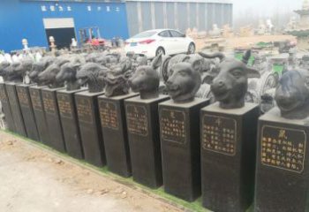 金华中领雕塑：十二生肖头像动物石雕