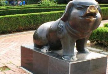 金华古典中国十二生肖猪铜雕塑