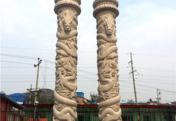 金华石雕华表盘龙柱，雕塑工艺的精美展示