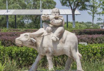 金华石雕牧童牛雕塑，让传统气息永存