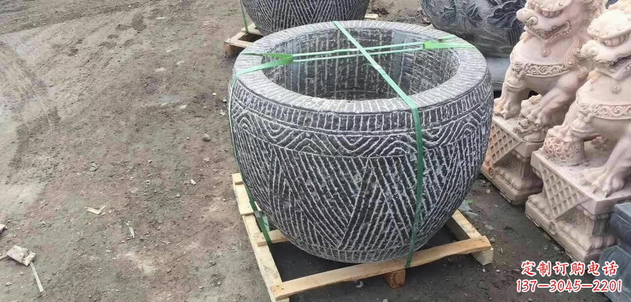 金华纹理石浮雕水缸