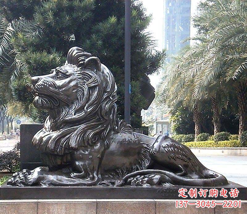 金华卧着的西洋狮看门狮子铜雕