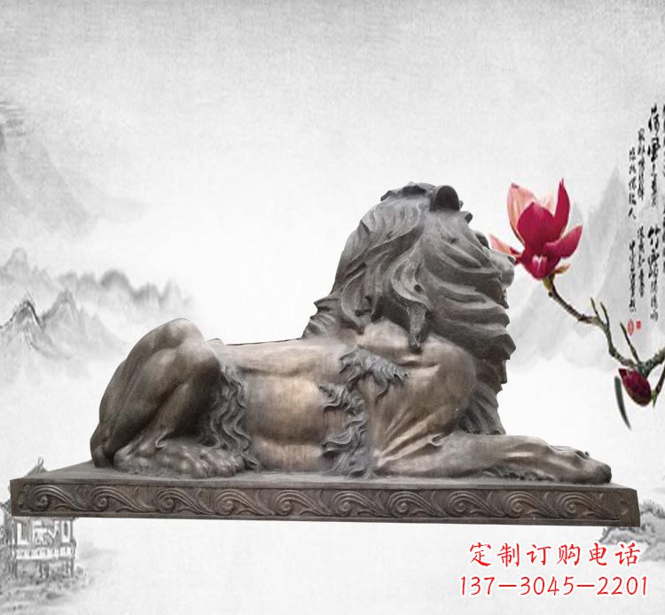 金华卧着的西洋狮子铜雕