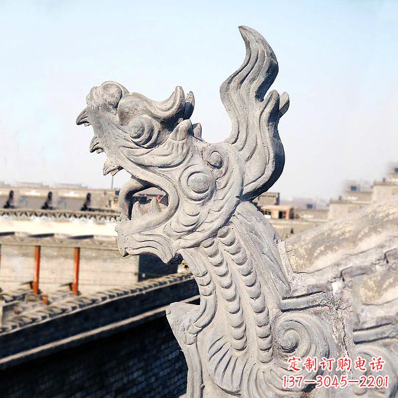 金华屋脊鸱尾螭吻雕塑-古建装饰神兽动物雕塑