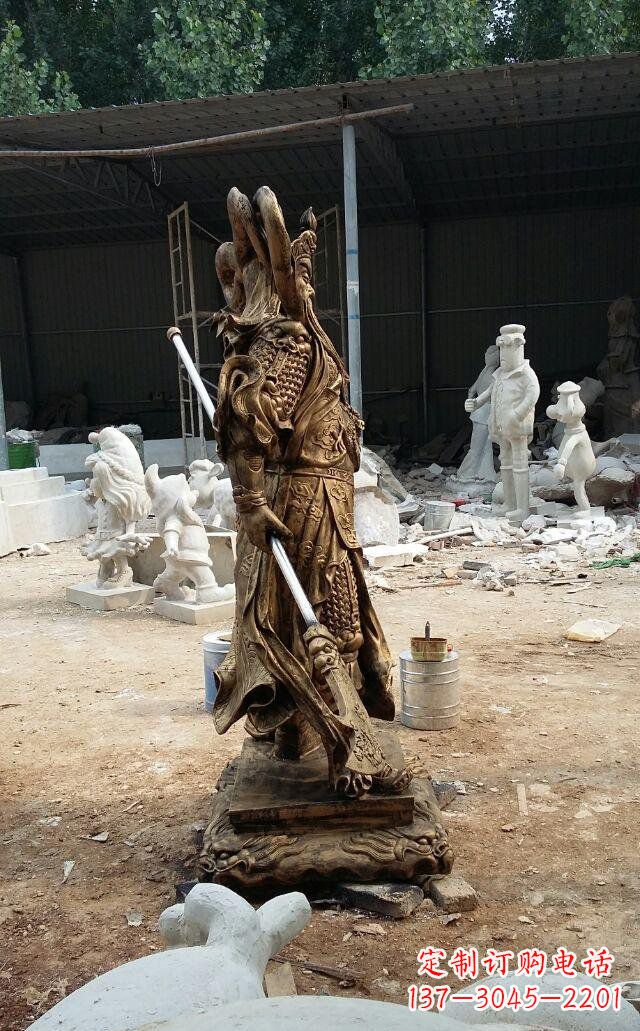金华武财神关公玻璃钢仿铜雕塑